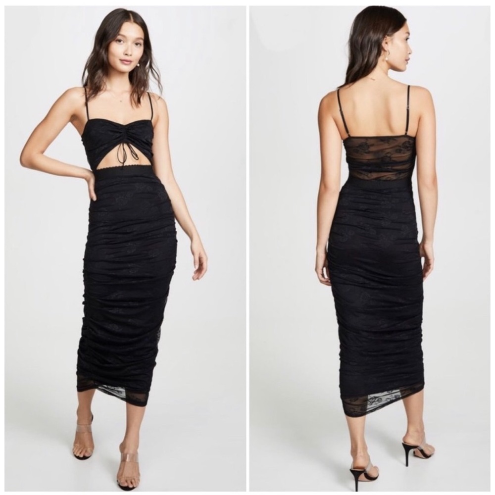 For Love And Lemons Poison Black Midi Dress. Bodycon. Homecoming. HoCo. Formal.
